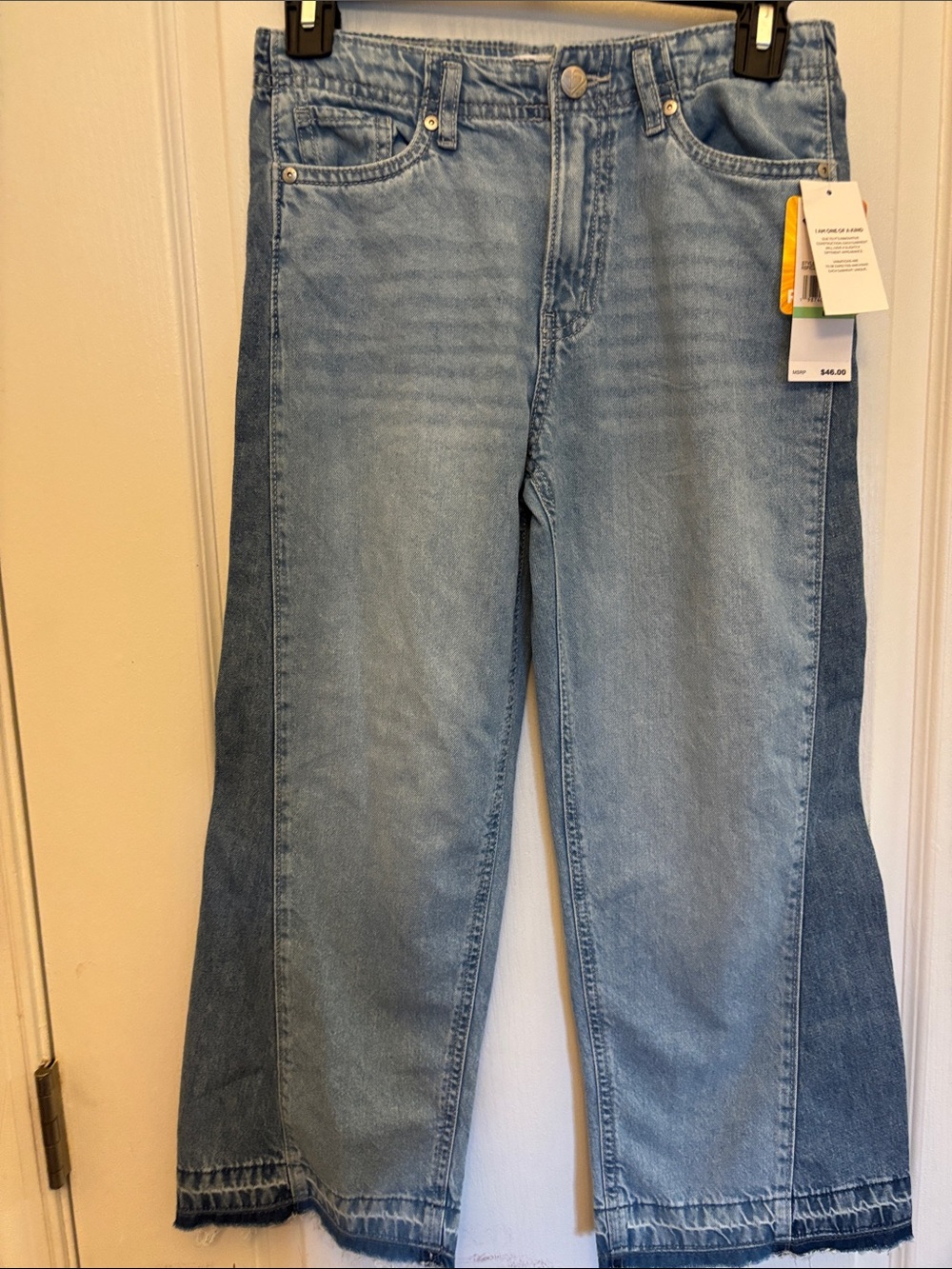 ROXY Girl-Fille Flare Frayed Blue Jeans Sz 8 NWT $46